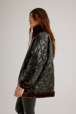 Nikki Jones Reversible Faux Fur Onion Quilted Zip Front Jacket with Adjustable Waist K5505RO-825