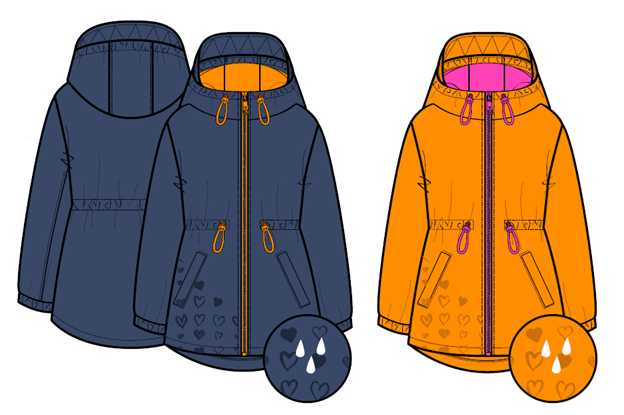 Nikki Jones Magic Print Anorak Raincoat w Contrast trim K5693R 756