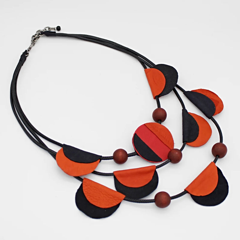 Sylca Orange Verona Leather Necklace Style LS23N29