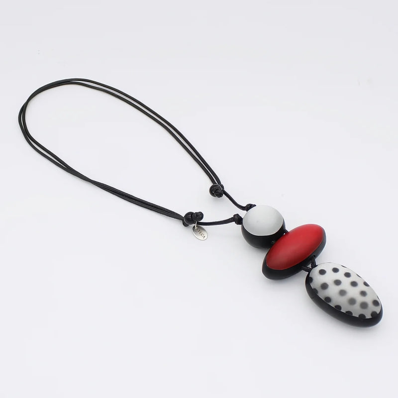 Sylca Red Midori Polka Dot Statement Pendant LS24N59 RED