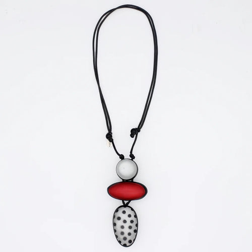 Sylca Red Midori Polka Dot Statement Pendant LS24N59 RED