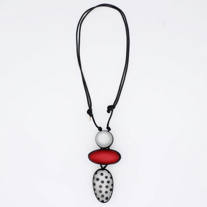 Sylca Red Midori Polka Dot Statement Pendant LS24N59 RED