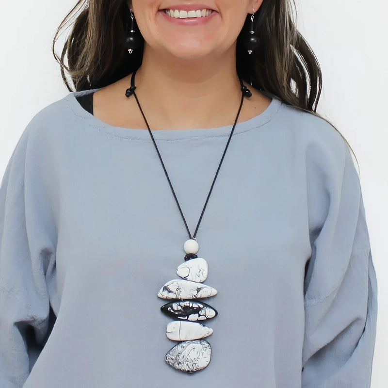 Sylca StoneStack Statement Pendant Necklace LS25N33