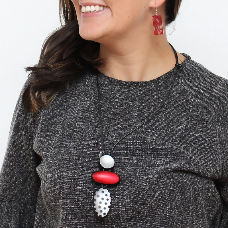 Sylca Red Midori Polka Dot Statement Pendant LS24N59 RED
