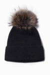 Basic Ribbed Knit Pom Pom Beanie