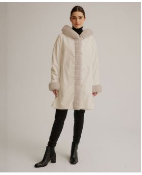 Nikki Jones Faux Fur Coat with Fixed Hood and Button Front K4129R-164