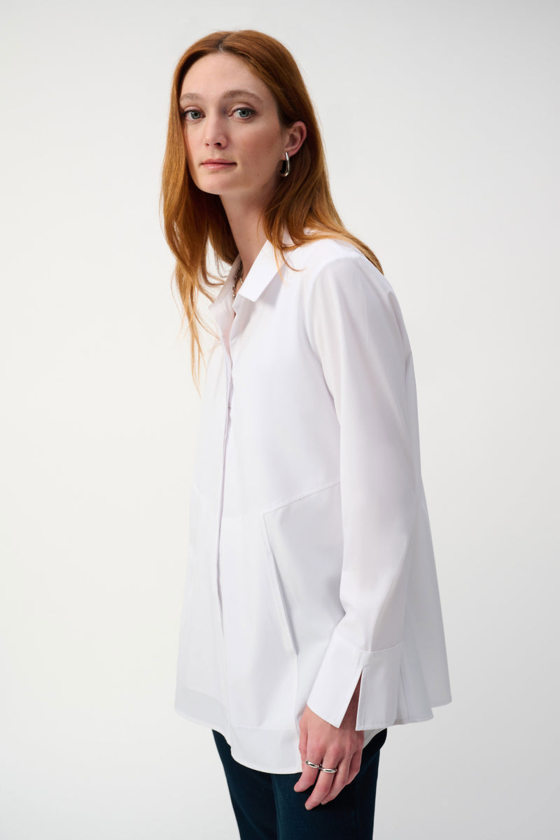 Joseph Ribkoff Woven Button-Down Blouse With Pockets 243958