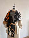 Winding River Orange / Black Geo Rose Reversible Wrap