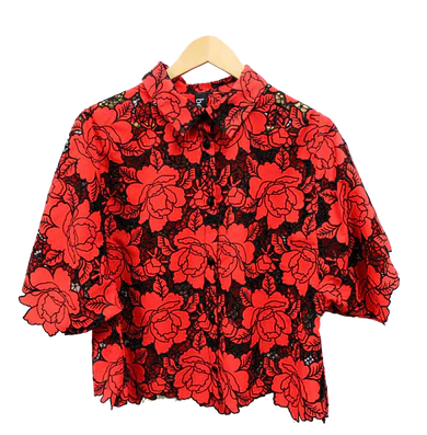 Berek Lazer Garden Shirt in Red and Black