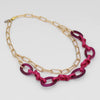 Sylca Fuchsia Rope and Gold Chain Statement Necklace SD23N65