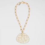 Sylca Frosted Gold Chain Statement Pendant Necklace SD23N39