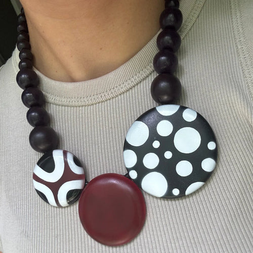 Sylca Mod Circles Statement Necklace SD25N35 BLACK