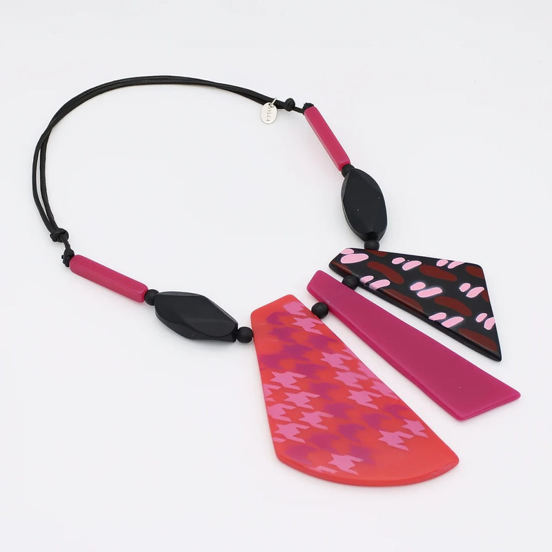 Sylca Fuchsia Prism Pendant Necklace SD25N41 FUCHSIA
