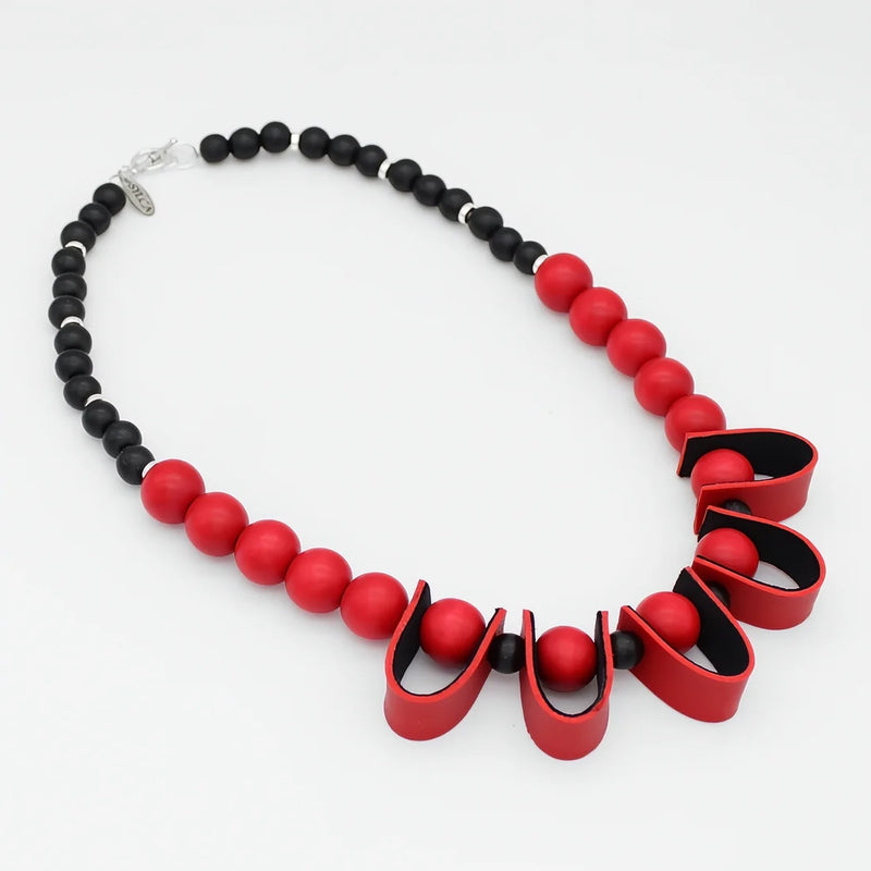 Sylca Midnight Ember Leather Statement Necklace SD25N42