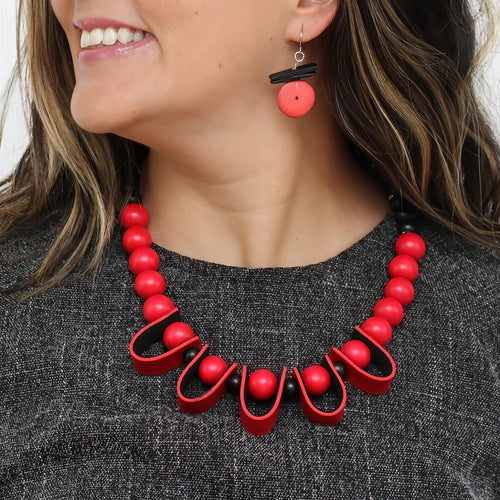 Sylca Midnight Ember Leather Statement Necklace SD25N42