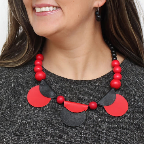 Sylca Ruby Rae Half Moon Leather Statement Necklace SD25N49