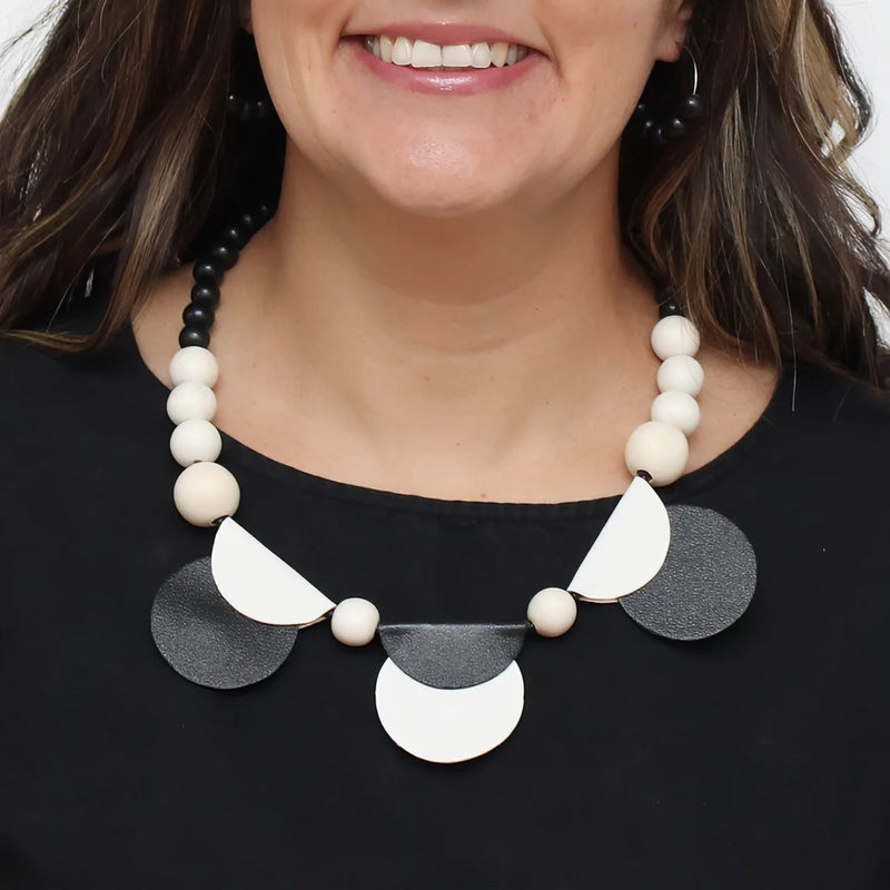 Sylca Ruby Rae Half Moon Leather Statement Necklace SD25N49
