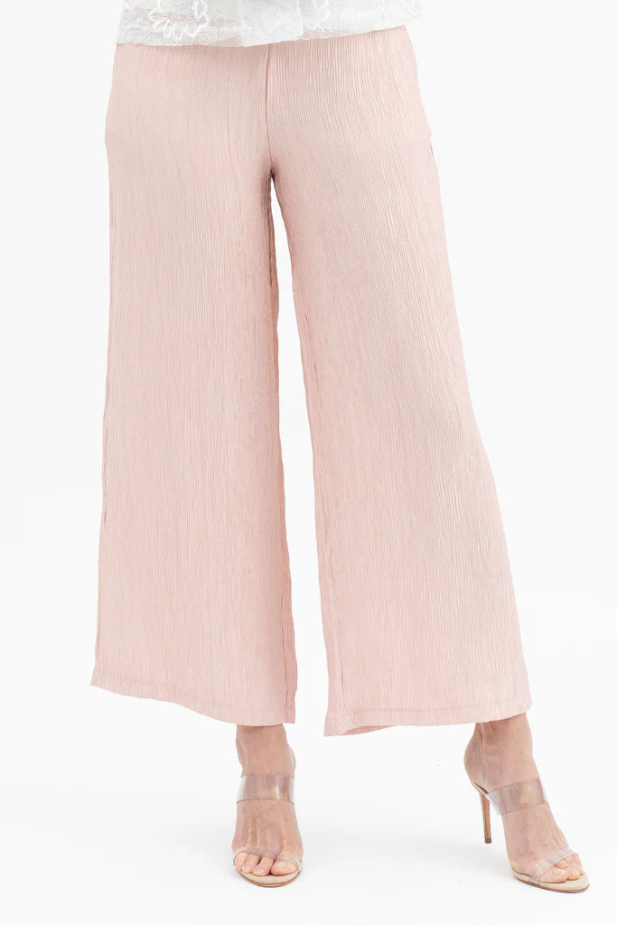 Damee 1223-PNK S25 Wide Leg Crinkle Pants