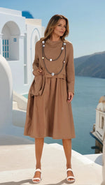 Simply Vanite Sweater dress 9056 S25 Mocha