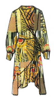 Berek Abstract Charmeuse Animal Wrap Dress Style P238507