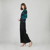 Clara Sun Woo V-Neck Draped Pleat Top - Floral Eclipse T414P4