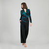 Clara Sun Woo V-Neck Draped Pleat Top - Floral Eclipse T414P4