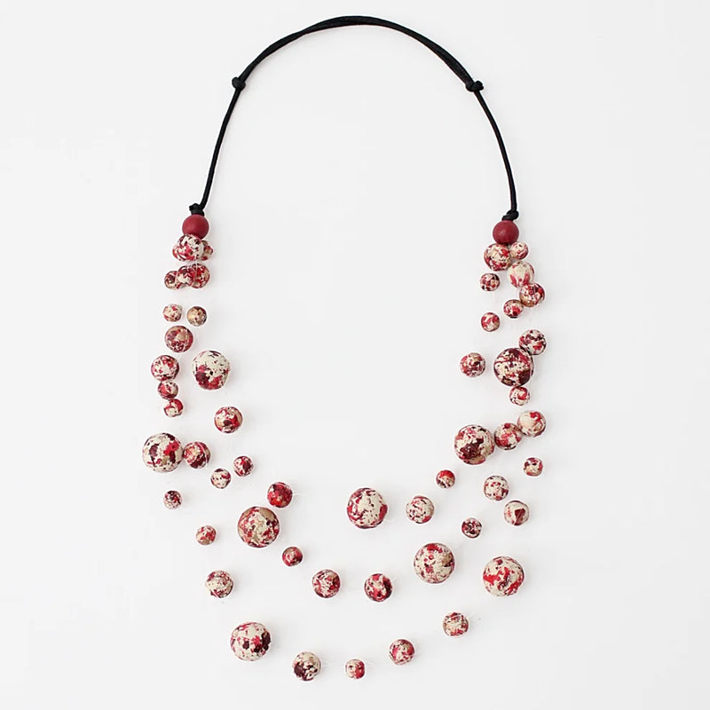 Sylca Red and White Marbled Anika Necklace Style TG22N01