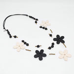Sylca Black and White Floating Flower Necklace TG25N02 BLACK