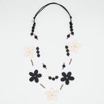 Sylca Black and White Floating Flower Necklace TG25N02 BLACK