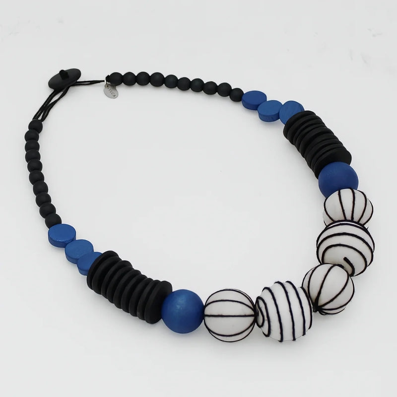 Sylca Blue MarisThreaded Ball Statement NecklaceTG25N08 RED, BLUE