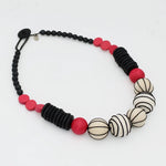 Sylca Raspberry Maris Threaded Ball Statement Necklace TG25N08