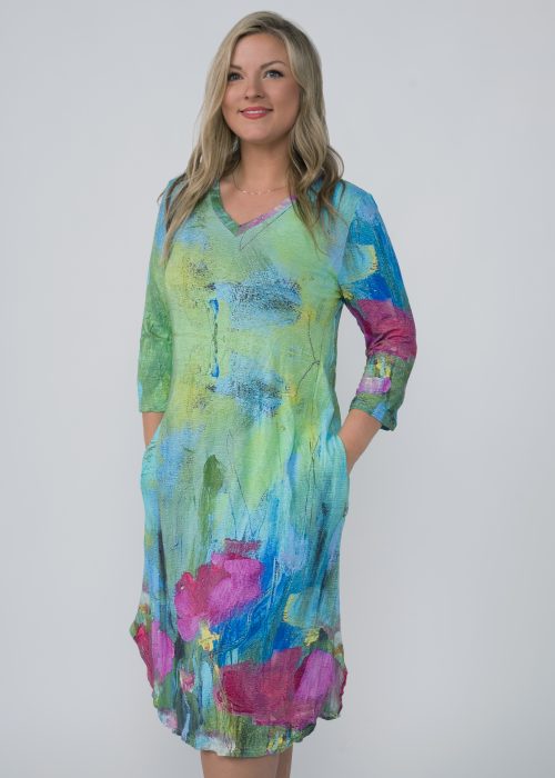 UBU V-Neck Crinkle Fabric Dress Style U37-010AP M UBU V-Neck Crinkle Fabric Dress Style U37-010AP M