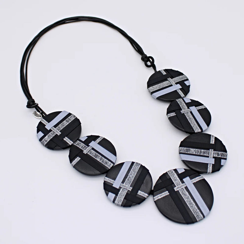 Sylca Silver Jana Circle Ribbon Necklace Style UN22N19