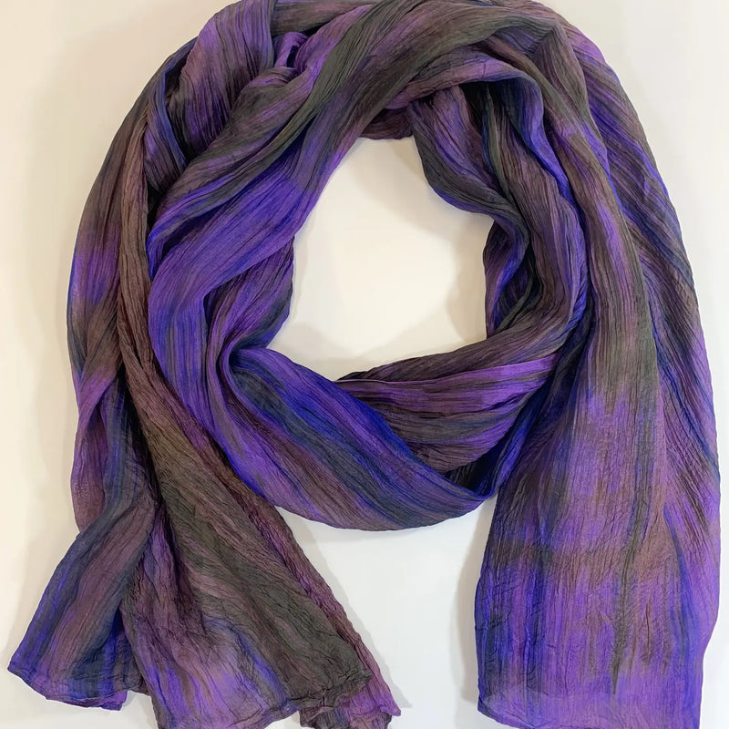 Lua Watercolor Silk Scarf SC1000 #393 Purple & Olive