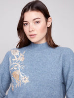 Charlie B C2856 MOCK-NECK SWEATER WITH SEQUINS DETAIL 2 COLOURS