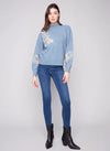 Charlie B C2856 MOCK-NECK SWEATER WITH SEQUINS DETAIL 2 COLOURS