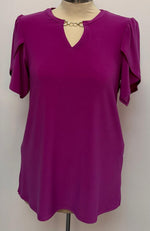 Joseph Ribkoff V-neck Puff-sleeve Pullover Style 251121