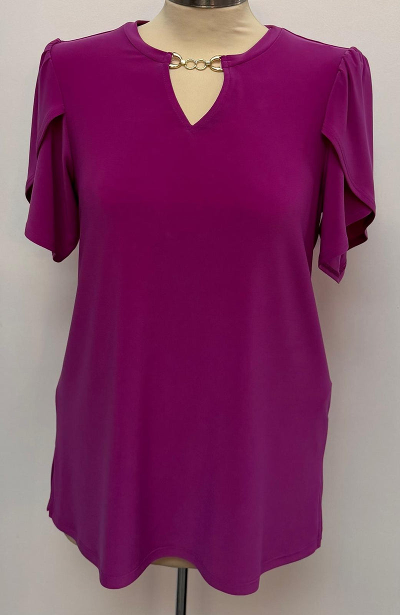 Joseph Ribkoff V-neck Puff-sleeve Pullover Style 251121