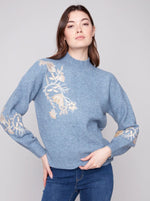 Charlie B C2856 MOCK-NECK SWEATER WITH SEQUINS DETAIL 2 COLOURS