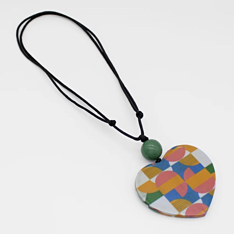 Sylca Multi Color Geometric Heart Pendant Necklace Style ZA23N02