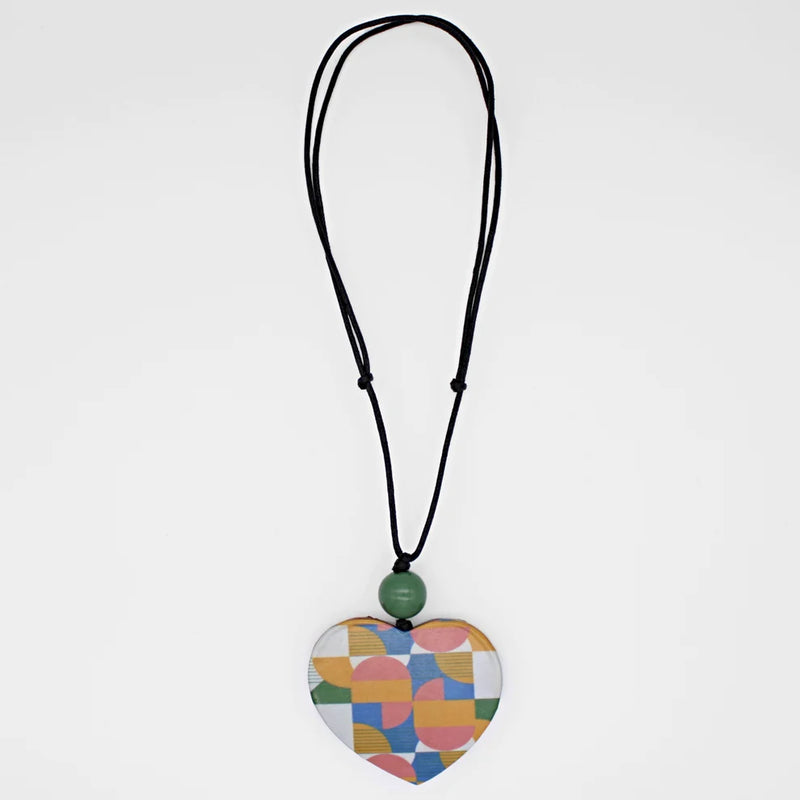 Sylca Multi Color Geometric Heart Pendant Necklace Style ZA23N02