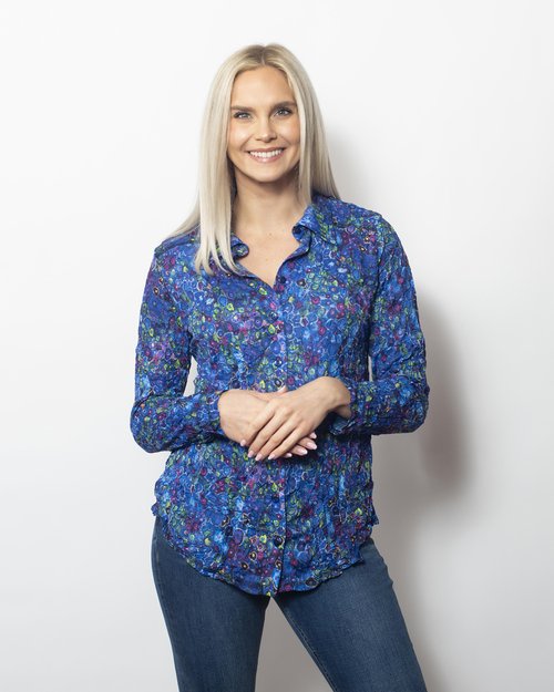 Snoskins Printed Crinkle Mesh Button Shirt 89379-F24