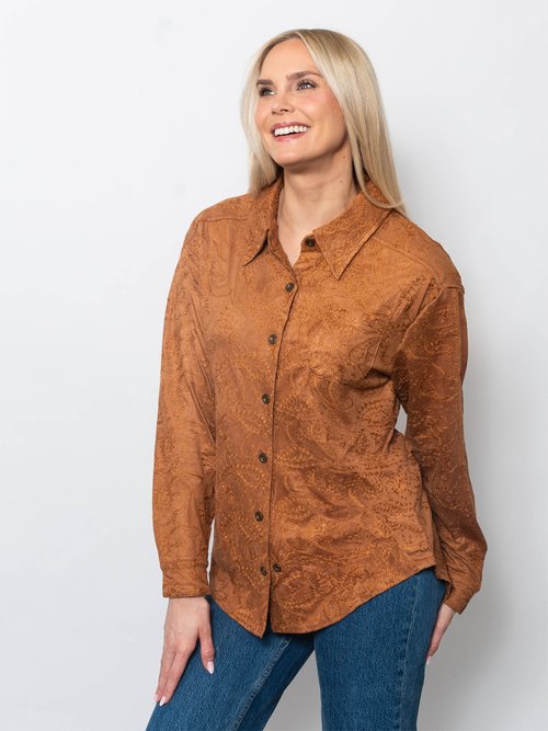 Snoskins Embroidered Suede Button Shirt 64685-F25