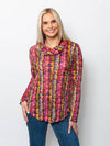 Snoskins Printed Crinkle Mesh Button Shirt 89379-F25