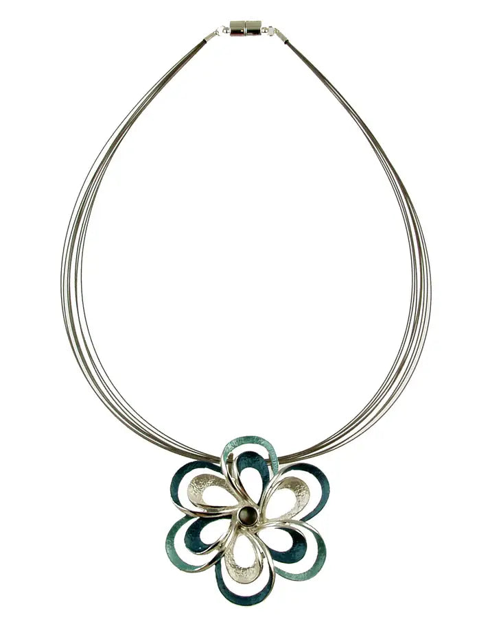 Origin Silver Flower Pendant Necklace Style 269