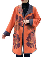 Winding River Reversible Colletion Orange / Navy Reversible Coat – Flower Collection