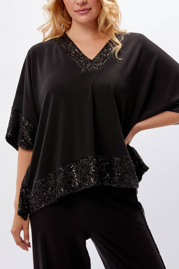 Frank Lyman Glamorous Sequined V-neck Top Style 234243
