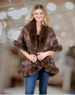 Ellyndale Faux fur kimono Cape with Butterfly jacquard pattern EP - 220301