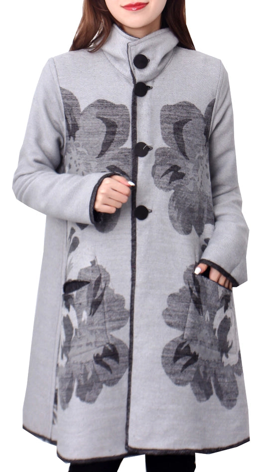 Winding River Reversible Colletion Gray Reversible Coat – Flower Collection