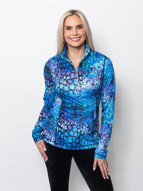 Snoskins Microfiber Prints Zip Neck top 30738-F25